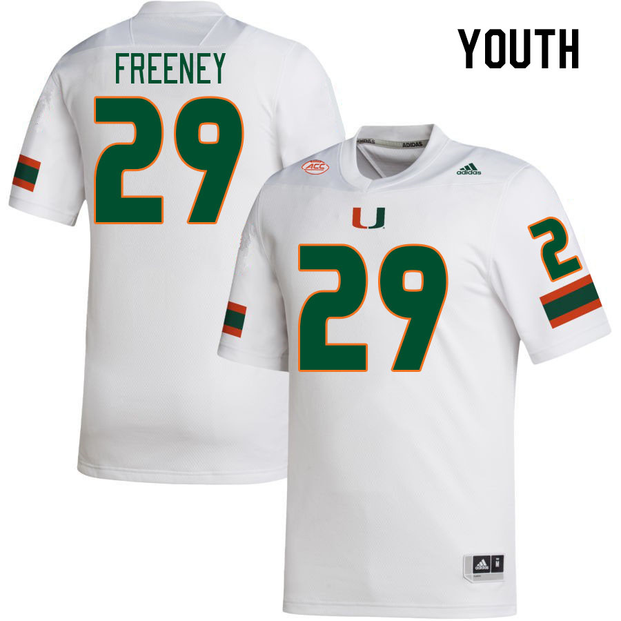 Youth #29 Demetrius Freeney Miami Hurricanes College Football Jerseys Stitched Sale-White